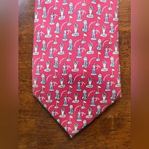 Red Golfers Patterned Men's Tie